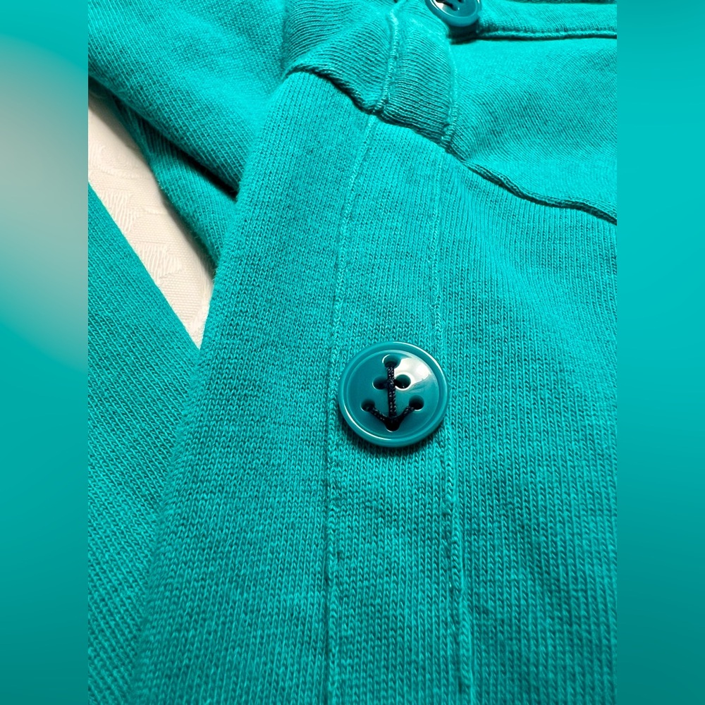Talbots Teal Long Sleeve Top with Button Accents - Picture 5 of 8